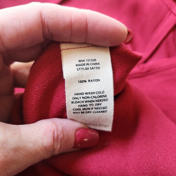 Soft Surroundings Moroccan Red Crepe Poet Blouse Ruffled Sleeves Plus 3X - Picture 9 of 10